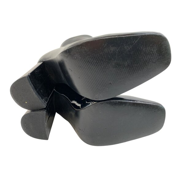 Steve Madden 6M  Lynden Black Patent Square Toe Ankle Boots Block Heels 8332 - Picture 9 of 9